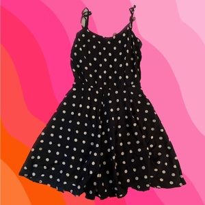 Aeropostale simple navy and white polka dot tank top flare out dress 💙☁️